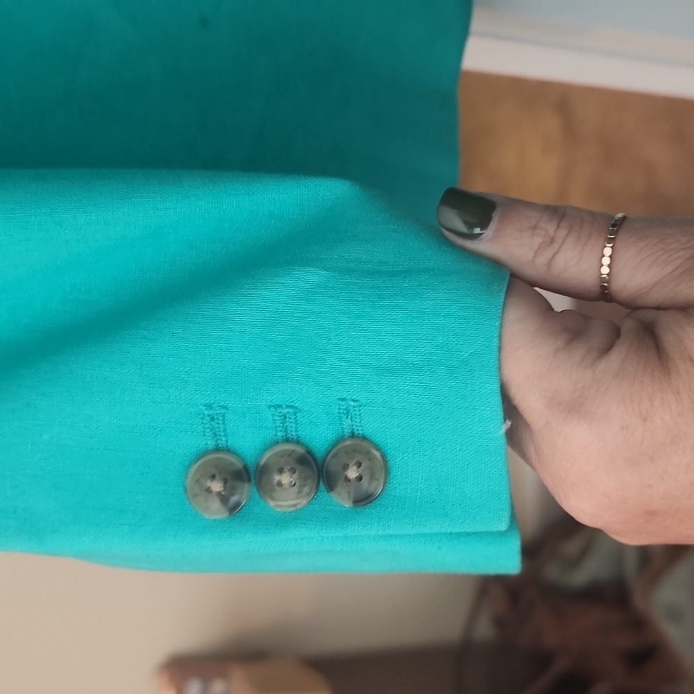 J. Crew Vibrant Green Blazer With Free Stripped Tank To Match. Linen Blazer - Picture 3 of 9